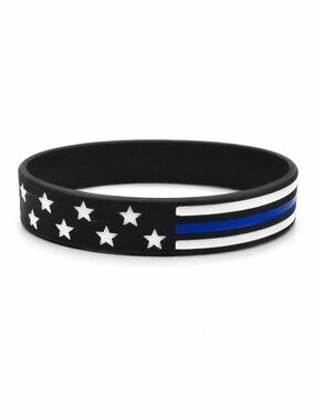 Unisex Thin Blue Line Bracelet Police Support Wristband, New